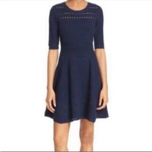 Milly Knit Fit & Flare Navy Dress